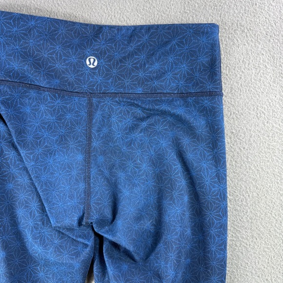 Lululemon Leggings Women 4 Crop‎ Blue Patterned Athletic Geometric Yoga Lounge - Picture 7 of 10